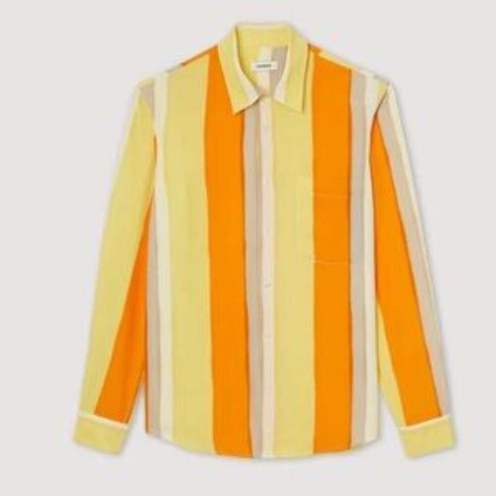 Sandro Yellow and Orange Striped Men's Shirt NWT SZ.XXL